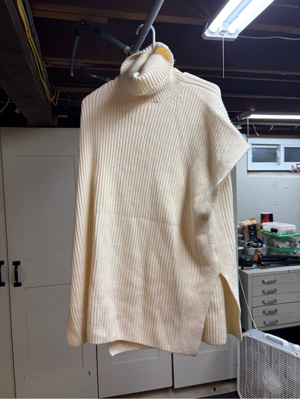 H&M Cream Ribbed Turtleneck Sweater